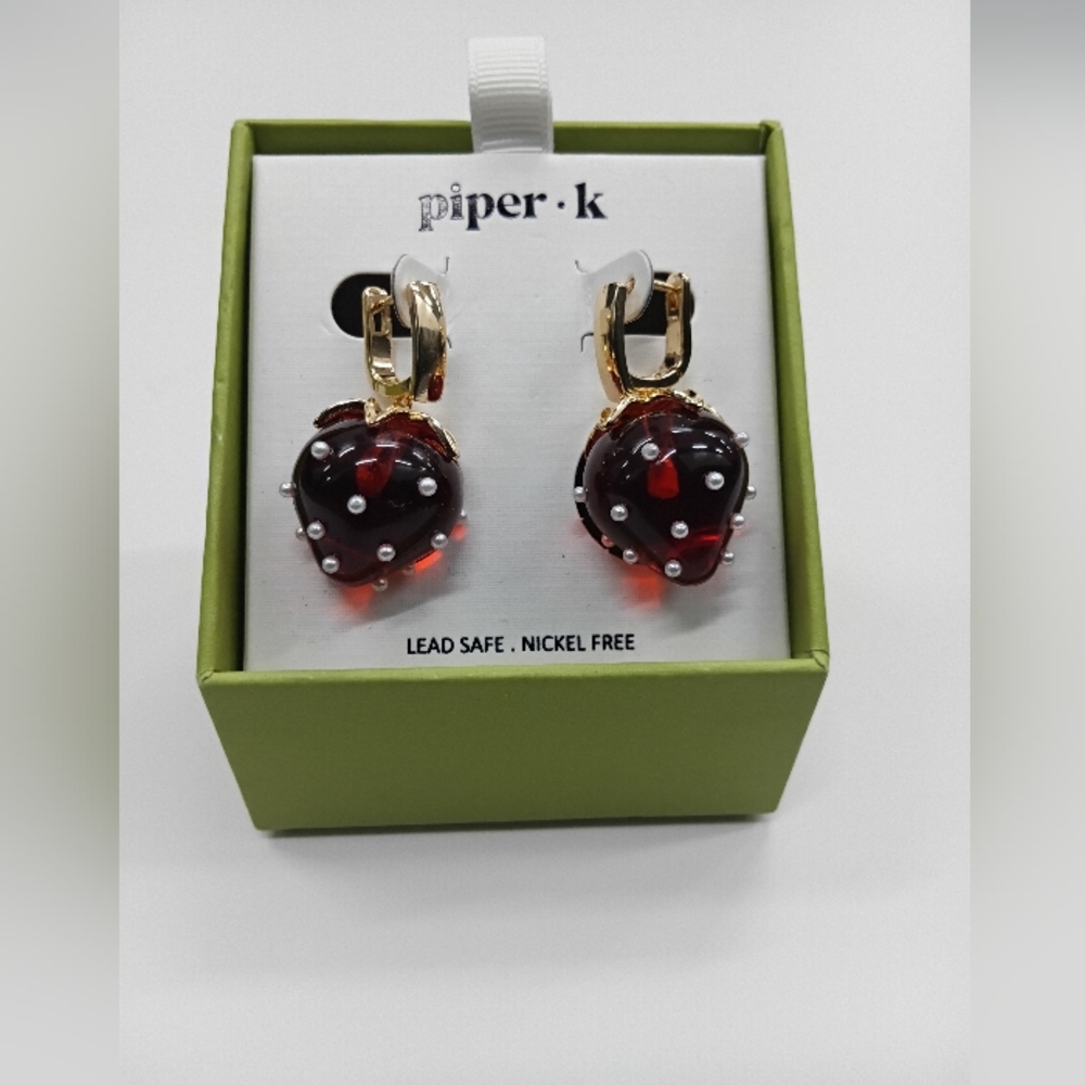 NEW | Piper K Strawberry Dangling Pierced Earrings